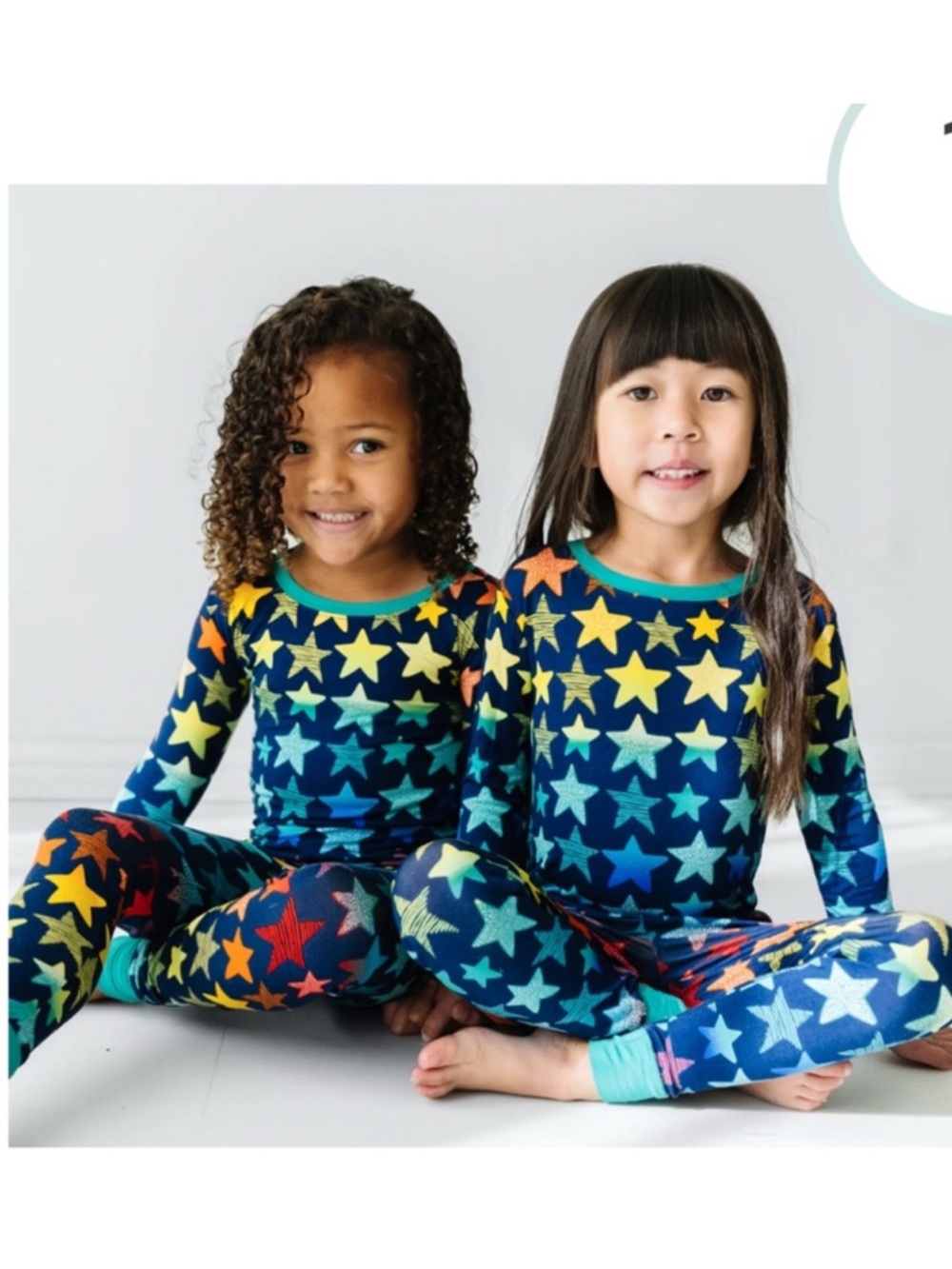 Little Sleepies Rainbow Shade of Stars Pajama Set Blue Orange Yellow Bamboo 3T